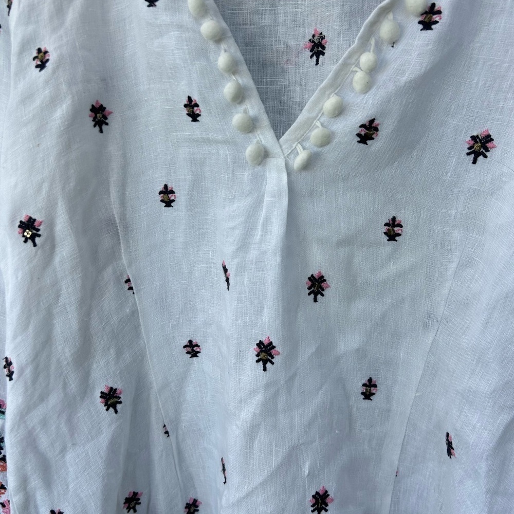 Calypso St Barth Linen Mini Dress Embroidered Swim Coverup Resortwear Sz M - Picture 2 of 10